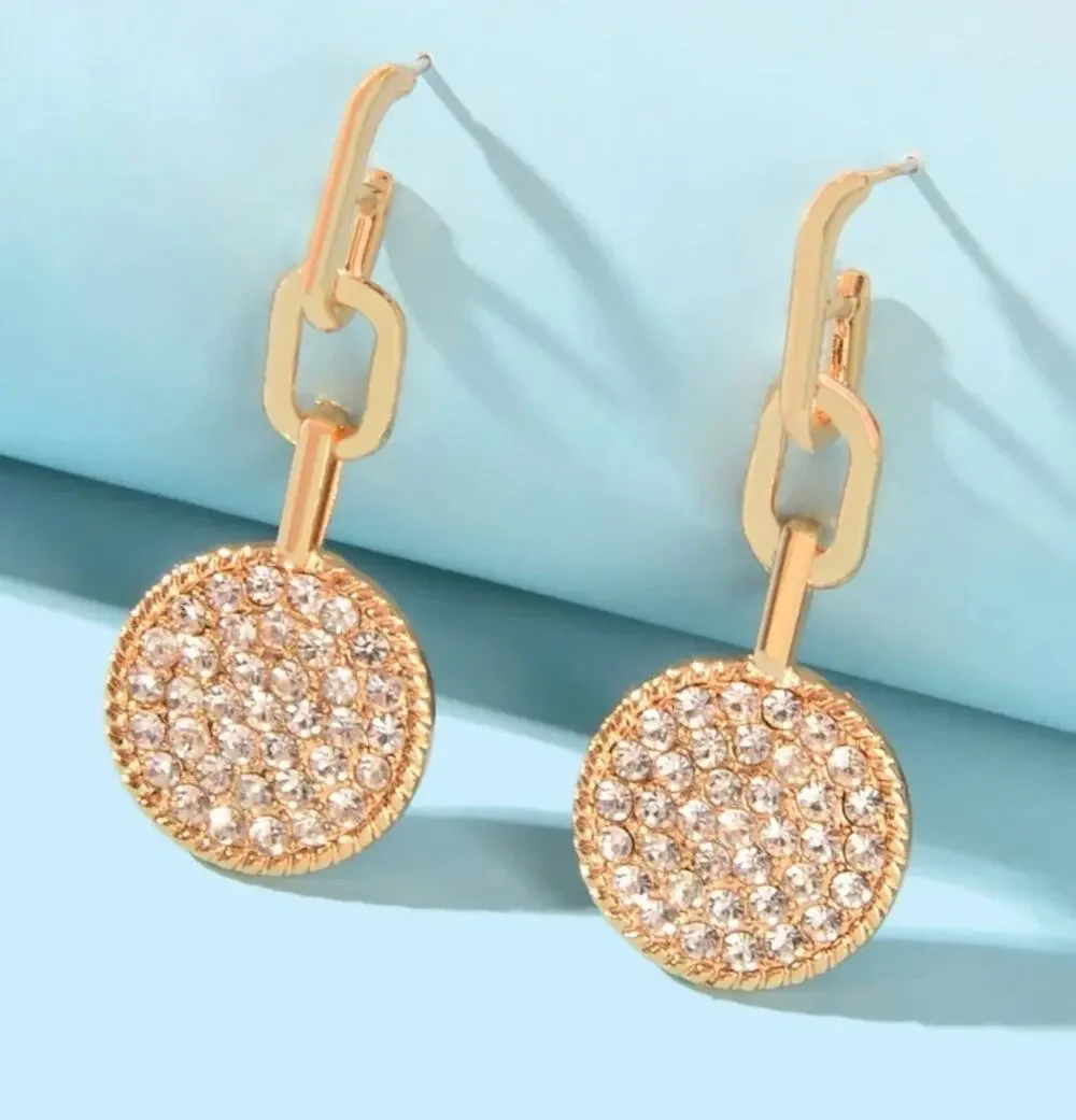 Chunky Chain Rhinestone Drop Earrings